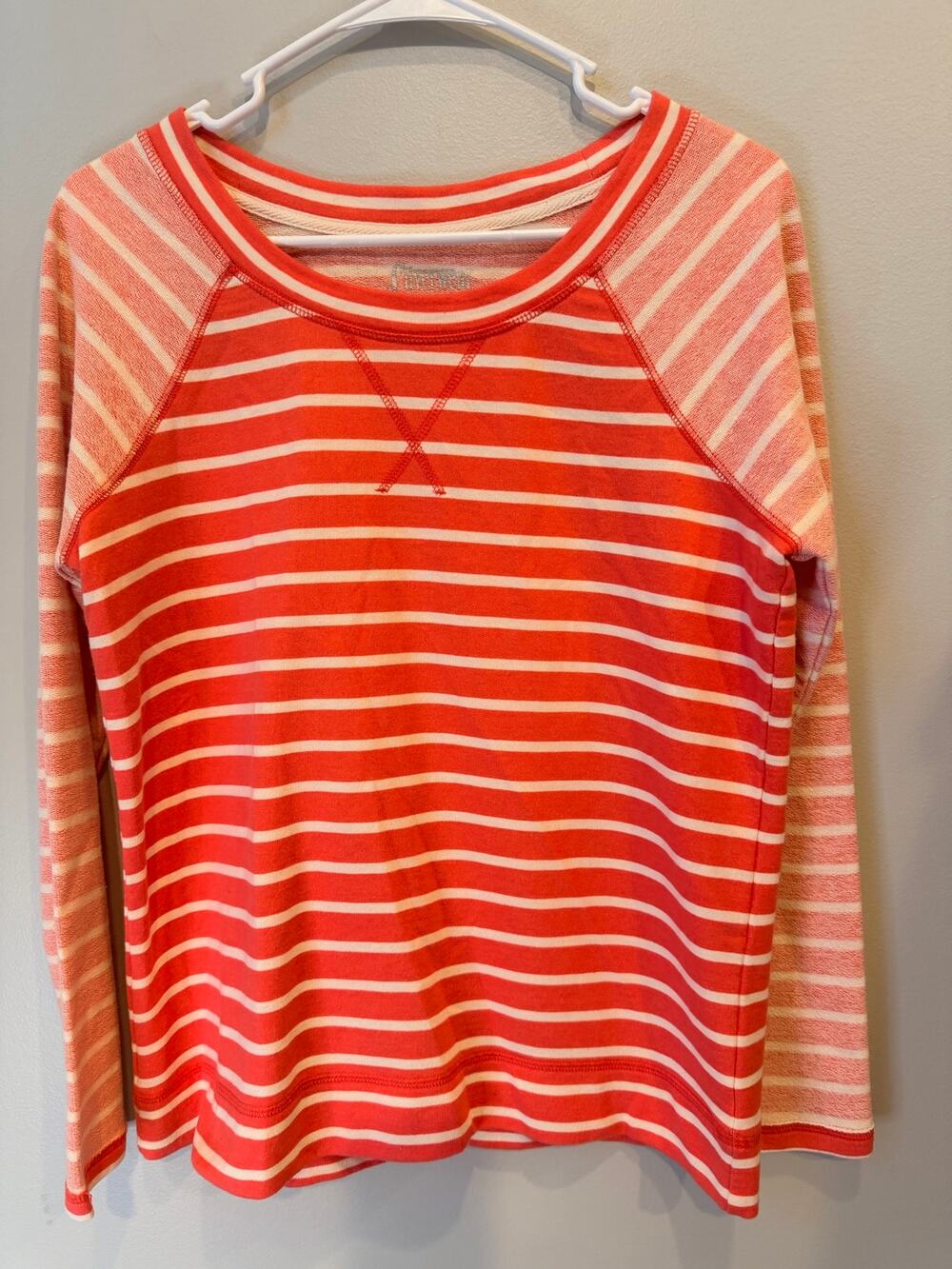 Silverwear Coral Pink Striped Raglan Long Sleeve Sweatshirt Size S